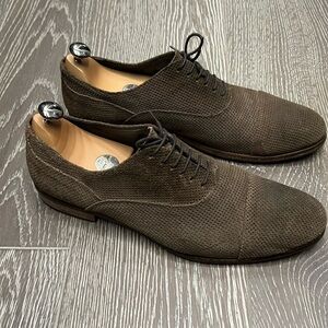 Baldinini Men’s Perforated Suede Oxford Shoes - Size 45 EU / 12 US - Brown